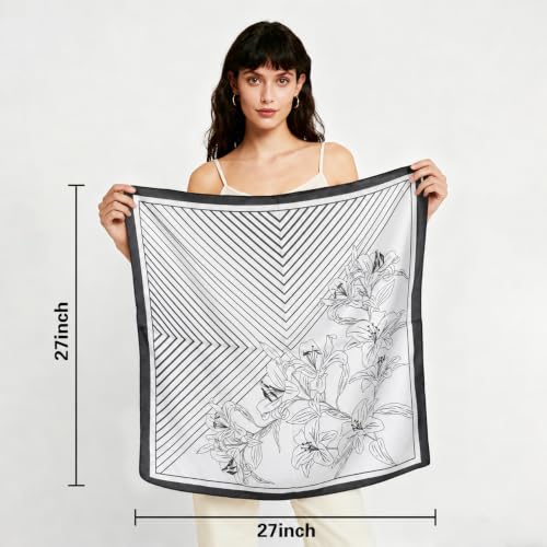27" Head Scarf Like Satin Silk for Women,Hair Scarves Bandana,Headband Silk Feeling for Hair Wrap - color: Dots-3