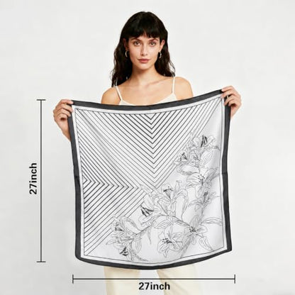 27" Head Scarf Like Satin Silk for Women,Hair Scarves Bandana,Headband Silk Feeling for Hair Wrap - color: Dots-3