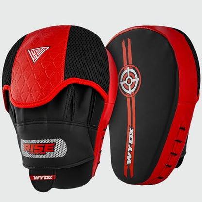 WYOX Boxing Hand Wraps Inner Gloves & Curved Focus Mitts Bundle for Men & Women Adults – 80cm Wrist Support, Gel Padding, MMA Muay Thai Kickboxing Training Gloves & Pads