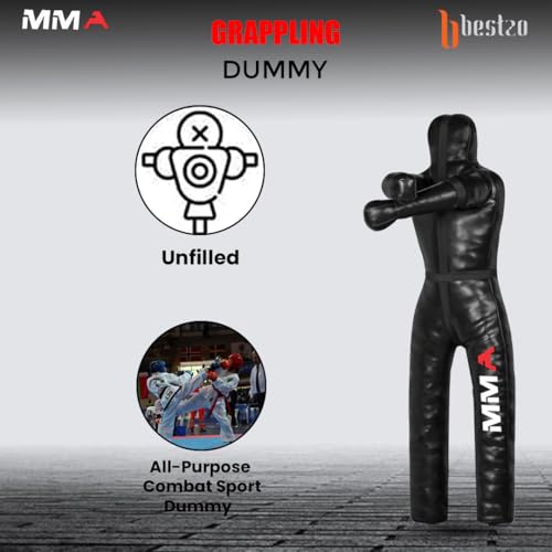 Bestzo MMA Grappling Dummy for Adult,Wrestling Dummy Jiu Jitsu, Judo Punching Bag Sparring Self Defense Training Dummy Black - Unfilled - size: 48 inches (4 ft)