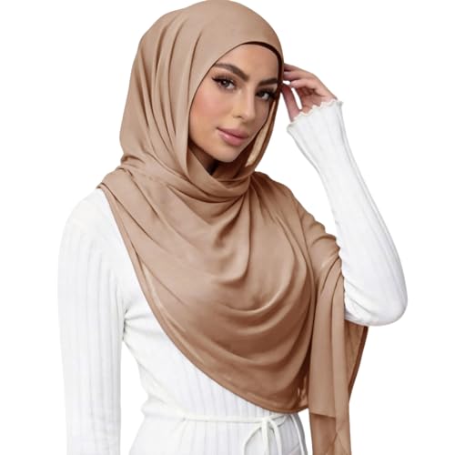 Viscose Hijab Scarf for Women Muslim Cotton Jersey Hijab Fashion Long Scarf Shawls - color: Nude