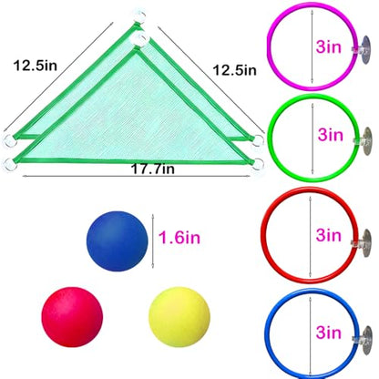 Size L 10-Piece Axolotl Habitat Enrichment Set with Hammock, Hideout, Floating Ball, Float Net, Rings, Nylon Mesh, Suction Cup for Fish Tank - size: L