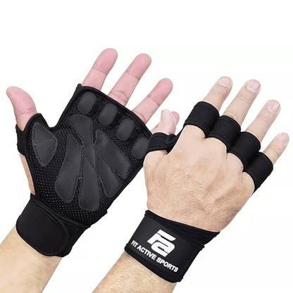 Fit Active Sports New Ventilated Weight Lifting Workout Gloves with Built-in Wrist Wraps for Men and Women - Great for Gym Fitness, Cross Training, Hand Support & Weightlifting. - size: Small