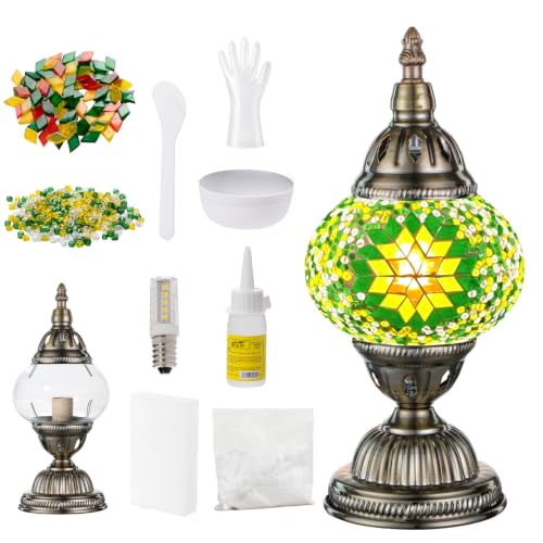 Marrakech DIY Turkish Mosaic Lamp Kit for Adult, Handmade Stained Glass Kit - color: A - Green