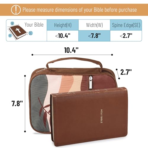 Mr. Pen- Bible Cover Case | Carrying Book Case with Durable Handle and Zippered Pocket, Bible Protective Church Bag for Men & Women, Christian Gifts - color: Retro Leaves