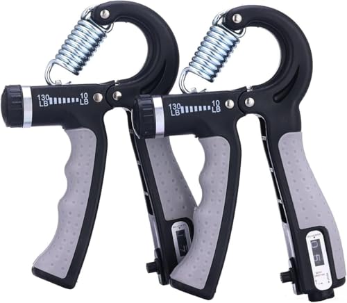 Hand Strengthener Grip 2 Pack, Hand Exercisers for Strength with Adjustable Resistance 10-130 Lbs,Hand Grip,Grip Strength Trainer for Muscle Building and Injury Recover - color: Black