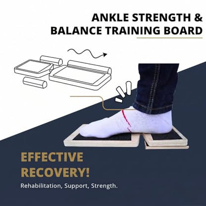 Axis Board Ankle Balance Board, Foot and Ankle Strengthener with 3 Adjustable Difficulty Levels, Single Leg Balance Trainer, Anti-Slip Plywood Platform