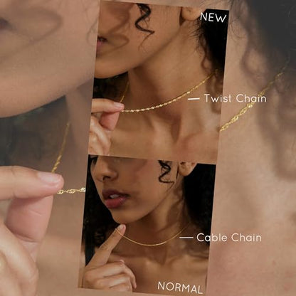 DayOfShe Custom Tiny Name Necklaces for Wedding Bridesmaid Gifts Best Friend Birthday Gifts, 18K Gold Plated Dainty Name Necklace Personalized Christmas Jewelry Gifts - color: Sparkle Twist Chain
