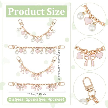 UNICRAFTALE Purse Chain Strap Replacement 8 Inch Short Chain Straps Enamel Charm Bag Handle with Buckle Extender - color: Golden/Pink/White