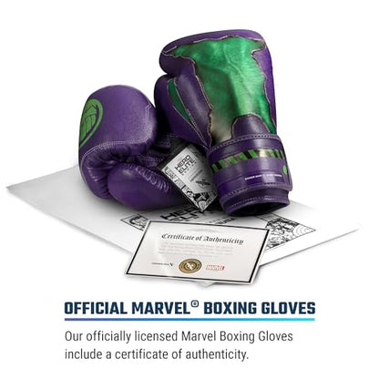 Hayabusa Marvel Hero Elite Boxing Gloves | Sparring and Training, Muay Thai Kickboxing, Fight Ready, Licensed Design, Padded Knuckle, 10oz 12oz 16oz, Men and Women - color: Hulk, size: 12oz
