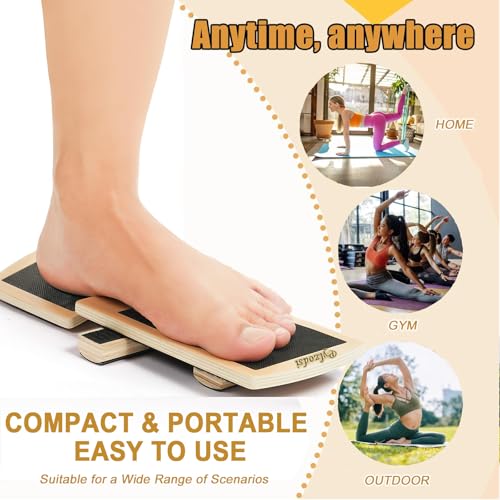 Ankle Balance Board - Single Foot Balance Board, Sprain Exerciser, Non-Slip Wood Ankle Foot Strengthener for Plantar Fasciitis Relief/Physical Therapy/Posture Correction/Balance Training