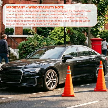 TENKAIWICK 28 Inch 6 Pack Traffic Cones, Collapsible Safety Cones, Multi Purpose Pop-up Cones with Reflective Collar, Orange Cones for Parking lot, Driveway, Driving Training etc - size: 28Inch
