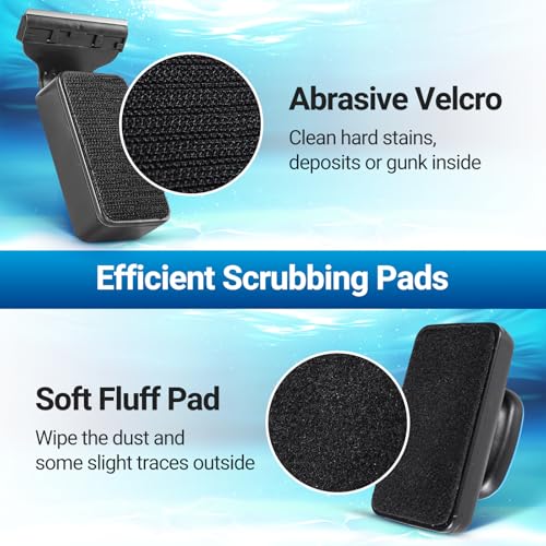 Yaubay Aquarium Magnet Glass Cleaner, Magnetic Fish Tank Cleaner with Algae Scraper, Double Sided Cleaning Scrubber Brush with Handle, Titanium Blade, Self-Floating, Fit Max 1/4" Thick Glass, Medium - size: Small