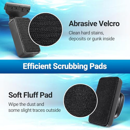 Yaubay Aquarium Magnet Glass Cleaner, Magnetic Fish Tank Cleaner with Algae Scraper, Double Sided Cleaning Scrubber Brush with Handle, Titanium Blade, Self-Floating, Fit Max 1/4" Thick Glass, Medium - size: Small