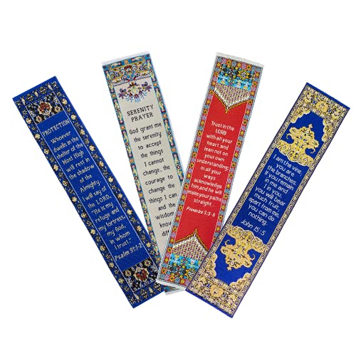 Nurse Gift, Themed Assortment of 4 Woven Fabric Bible Verse Bookmarks, Silky Soft & Flexible Religious Bookmarkers for Novels Books & Bibles, Woven Design, Memory Verse Gift - color: Nurse Gift