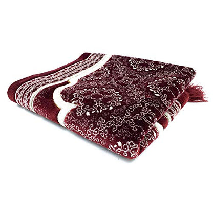 Modefa Turkish Islamic Prayer Rug - Soft Velvet Janamaz Praying Carpet - Comfortable Muslim Praying Mat for Men & Women - Ramadan or Eid Gift - with Kufi Prayer Cap - Elegant Swirl (Red) - color: Red