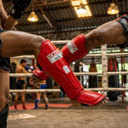 YOKKAO Matrix Muay Thai Kickboxing MMA Shin Guards with Knee Guards - color: Matrix Red, size: Small