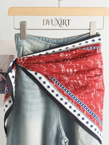 Triangle Shawls Scarf Head Hair Neck For Women Scarves Fashion Silk Feeling Lady Lightweight 51 * 23.6inch - color: K14-red Fragmented Star River（51*23.6inch）