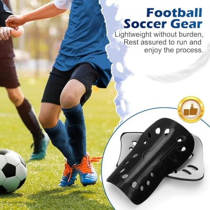 Soccer Shin Guards, 2 Pair Lightweight and Breathable Shin Guard Sleeves for Adults Football Player, Calf Protective Gear Shin Guards for Men Women (Bigger Shin Guards) - color: Black and Blue