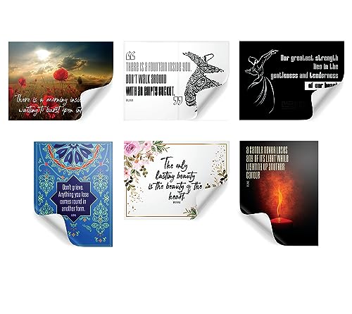 6 Islamic Muslim Stickers - Quran Verse, Hadith and Quote Reminder for Planners - Vision Board Art Prints (From Rumi) - color: Rumi