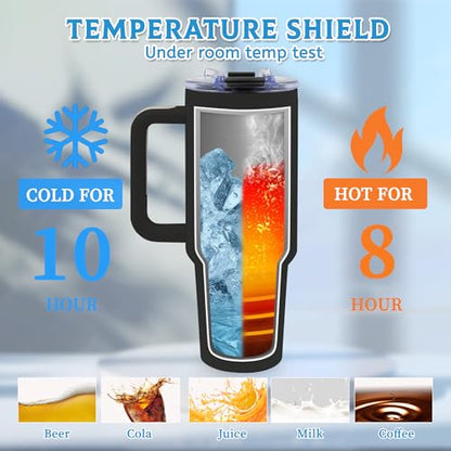 40oz Tumbler with Handle & Straw, Butterfly Gifts for Women | Insulated Stainless Steel Travel Mug, Holiday, Birthday Gifts for Women, Friends, Daughter, Mom - color: Butterfly-Black