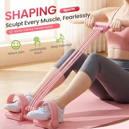 Upgrade 8 Tubes Pedal Resistance Bands with Handles, Multifunction Tension Rope Exercise Bands, Home Gym Elastic Yoga Pedal Puller Stretch Bands for Full Body Workout, Yoga, Waist, Arm, Leg - color: Pink-#1