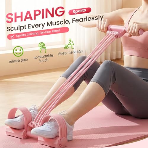 Upgrade 8 Tubes Pedal Resistance Bands with Handles, Multifunction Tension Rope Exercise Bands, Home Gym Elastic Yoga Pedal Puller Stretch Bands for Full Body Workout, Yoga, Waist, Arm, Leg - color: Purple