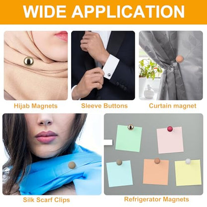 Hijab Magnets Strong Pinless Hijab Pins for Women, No-Damage to Fabric Headscarf Clips, Multi-Use Magnetic Pins for Cloth, Scarf, Dress (8 Pairs) - color: 8 pairs Matte Shiny