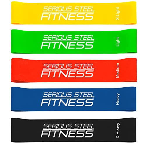 Serious Steel Fitness Mini Resistance Loop Bands | Rehab and Prehab Stretch Bands | 12" Exercise Workout Bands (Sets of 5 Pack and Sets of 10 Pack Trainer Options Available!) - color: 10" Mini Bands