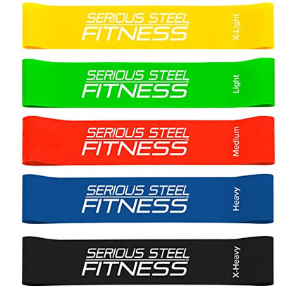 Serious Steel Fitness Mini Resistance Loop Bands | Rehab and Prehab Stretch Bands | 12" Exercise Workout Bands (Sets of 5 Pack and Sets of 10 Pack Trainer Options Available!) - color: 10" Mini Bands