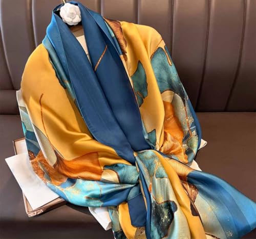 Xyueanlo Scarfs for Women Lightweight Scarves Fashion Print Floral Pattern Head Scarf Wraps Shawls - color: Flower Blue Khaki