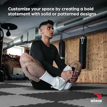 Dual-Sided Reversible 1/2" Foam Exercise Mats for Home Gym - Interlocking EVA Foam Tiles - color: Gray/Black, size: 18 Tiles - 72 Sq. Ft.