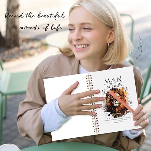 Lion Christian Notebook, 1 Timothy 6:11 Bible Journal, Faith Journal for Men Women, Church Notes Notebook, Man of Faith Religious Scripture Spiral Notebook, 5.5x8.3 - color: Floral Christian 16