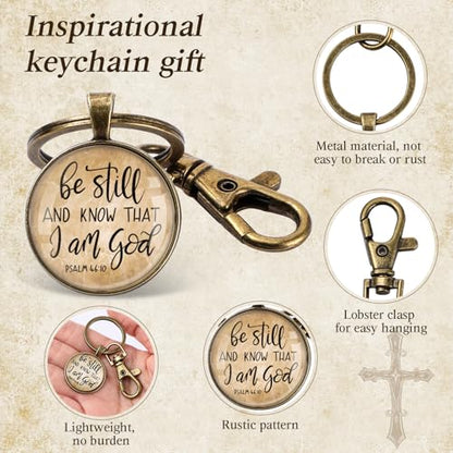 Fumete Christian Keychain Bulk Bible Verse Religious Key Chains Scripture Quote Positive Gift for Women Men Church Pastor - color: Bronze