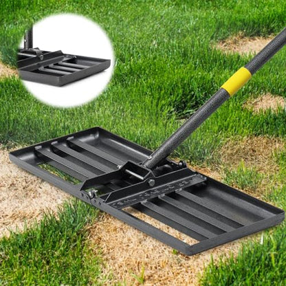 BsBsBest Lawn Leveling Rake, 26"x 25" Heavy Duty Lawn Leveler 5FT Adjustable Peat Moss Spreader Dirt Ground Level Tool for Yard Garden Golf Course Farm Pasture