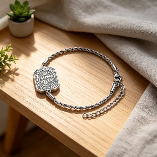 PELOVNY Allah Bracelet 925 Sterling Silver Islam Allah Bracelet Islamic Muslim Religious Jewelry Gifts for Men Women - color: Allah Bracelet-02