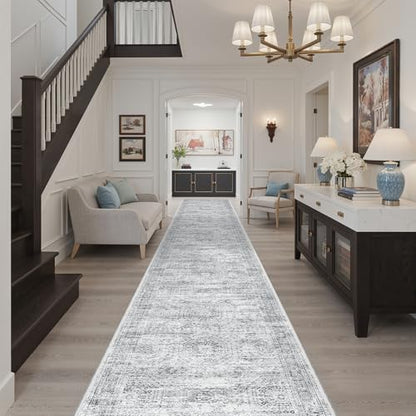 Soalmost Hallway Runner Rug 2'6" x 16' Washable Long Kitchen Rugs Grey - color: Grey, size: 2'6" x 16' (Runner)