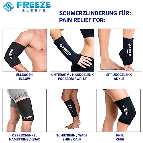 FreezeSleeve Ice & Heat Therapy Compression Sleeve- Reusable, Flexible Gel Hot/Cold Pack, 360 Coverage for Knee, Elbow, Ankle, Wrist- Black, XX-Large - color: Black, size: 2X-Large (Pack of 1)
