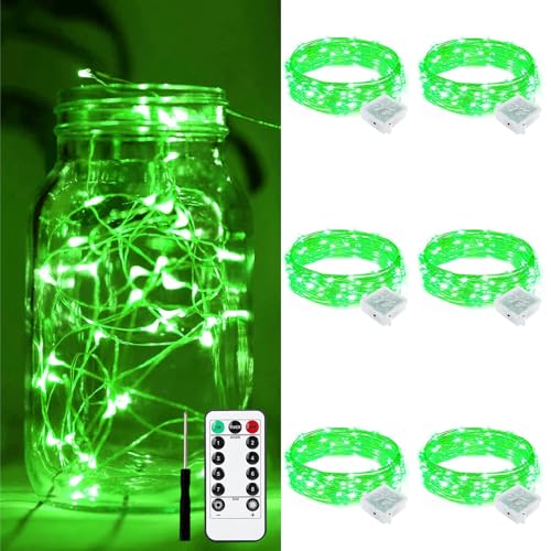 ZGWJ 6 Pack Fairy Lights Battery Operated with Remote, 7ft 20 LED Mini Fairy String Lights with Timer 8 Lighting Modes Waterproof for Halloween Christmas Tree DIY, Parties, Bedroom Decorations G - color: Green, size: 6