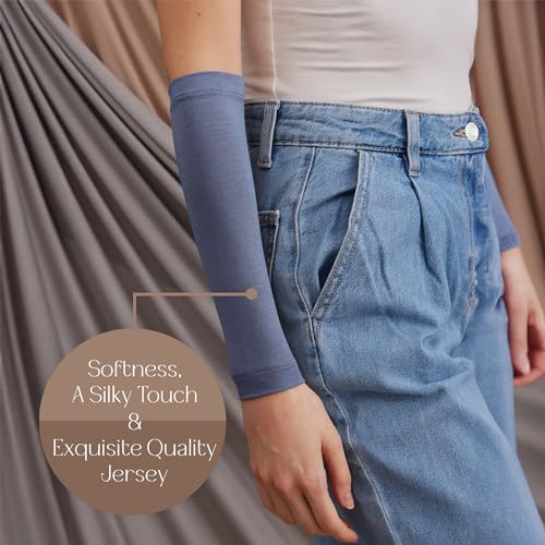 Modest Arm Cover | Jersey Arm Cover | Modest Sleeve Covering for Muslim Women - color: Denim