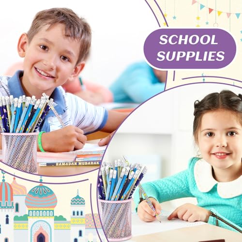Feifeiya 96 Pcs Ramadan Eid Mubarak Gifts, Eid Pencils Ramadan Wristbands Party Favors Muslim Gifts for Kids Students Classroom Party Supplies - style: Ramadan Style