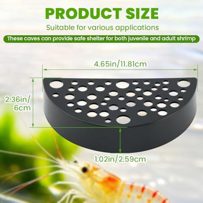 Shrimp Hides for Aquarium 2 Pack, Shrimp Cave Hideout Tunnels | Aquarium shrimp hideouts for molting, breeding, and shelter in shrimp tanks and planted aquariums with multi-opening design