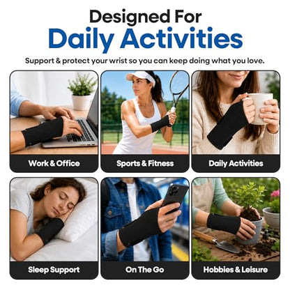 Carpal Tunnel Wrist Brace Night Support | Arm Brace Wrist Guard | Wrist Splint & Hand Brace | Carpal Tunnel Syndrome & Wrist Tendonitis Pain Relief Forearm Compression | Men Women (Right Wrist Brace) - size: Fits Most, style: Right