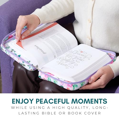 Quilted Bible Case for 6.5 X 9.5 inch Books, Bible Carrying Case for Women, Pink Bible Cover - color: Pink