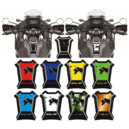 KLR650 Tank PAD Front Side Tank Pad Fuel Stickers Compatible with Klr650 2022-2025 3D Gel Tank Fuel Gip Decal KLR650 Sticker Pad(Black) - color: 1441-1 Black