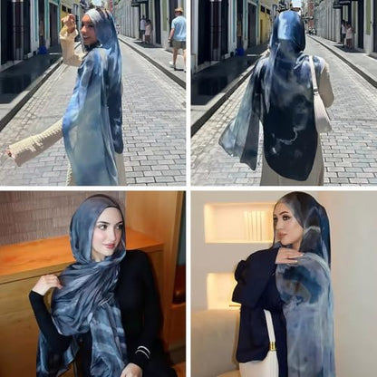 ZGMYC Watercolour Floral Printed Hijab Scarf for Women Soft Modal Cotton Instant Hijab Head Wraps Shawls Long Scarves - color: Color 11
