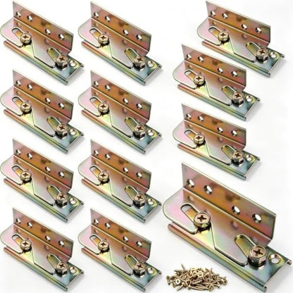 Bed Rail Brackets 12 Sets,Heavy Duty Bed Frame Brackets Bulk with Screws | Fittings Wooden Bed Frame Connectors - size: 12 Pieces