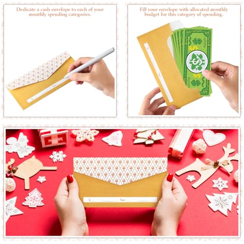 Teling 100 Pack Gold Money Style Envelopes for Cash Gifts Kraft, 3 x 7''
