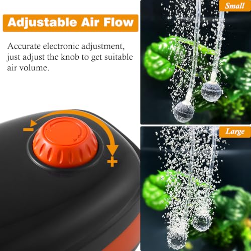 4W/5W/8W Aquarium Corded Electric Air Pump, 96GPH/160GPH/256GPH Dual Outlet & 4-Outlet Oxygen Pump, Ultra Quiet Aquarium Bubbler for Fish and Turtle Tanks up to 300 Gallons - style: 2 Outlets-5W