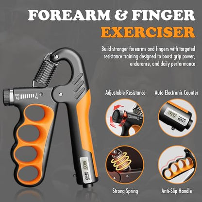 Adjustable Grip Strength Trainer Hand Gripper for Grip Strength, Forearm & Wrist Strengthener, Hand Exerciser for Strength Training & Therapy 11-220Lbs(5-100KG) | Orange